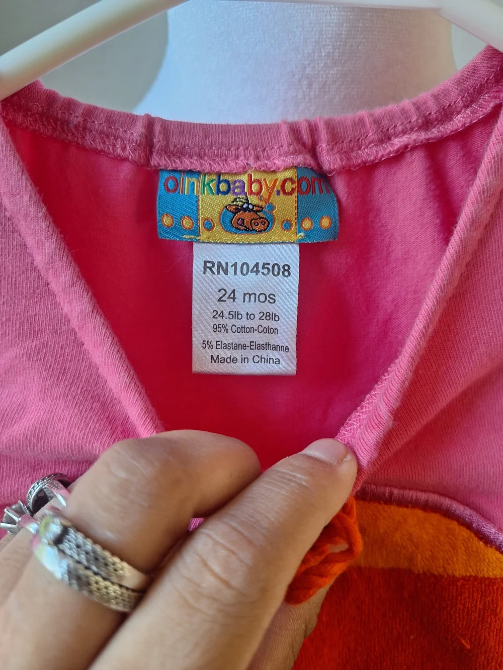 Pink Kids One-Piece Bodysuit with Striped Smiley Face